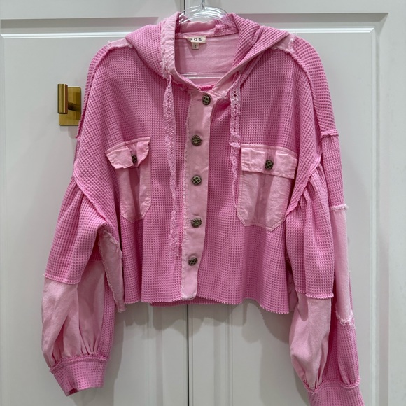 POL Pink Waffle Knit Bomber Jacket - Picture 3 of 11